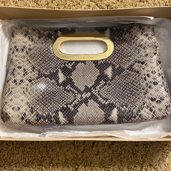 MICHAEL Michael Kors Handbags - Michael Kors leather clutch snake skin (New)